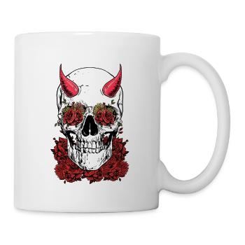 Totenkopf in Rosen - Tasse - Weiß - Rechts