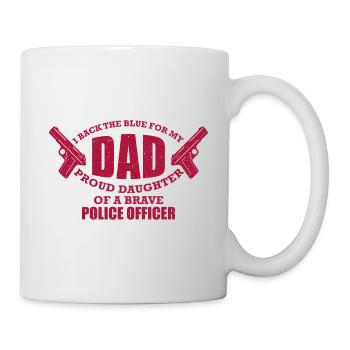 Policier Fille Père Je soutiens le Bleu Pour Mon Père - Mug blanc - blanc - Droite