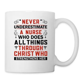 Never underestimate a nurse - Mug - white - Right