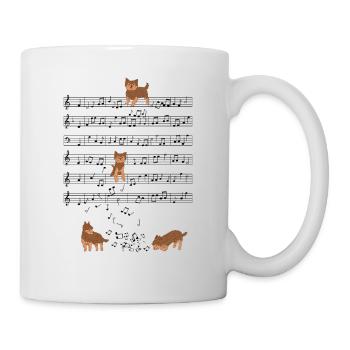 Yorkshire Terrier Hund Musik Noten Geschenk - Tasse - Weiß - Rechts