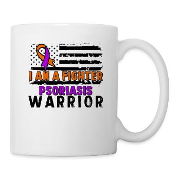 Psoriasis Warrior Fighter Lavender Orange Ribbon - Mug - white - Right