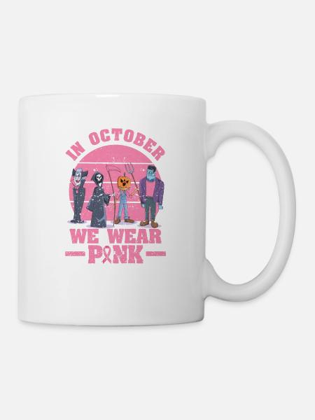 Lustig Halloween Gruselig Brustkrebs Im Oktober - Tasse - Weiß