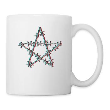 fil de fer barbelé pentagramme glitch grunge goth - Mug blanc - blanc - Droite