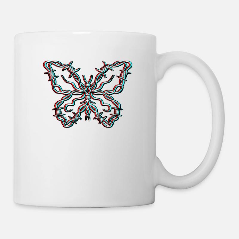 Stacheldraht Butterfly Glitch grunge Goth Punk - Tasse - Weiß