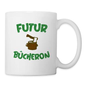 Humour cadeau naissance bébé futur bûcheron - Mug blanc - blanc - Droite