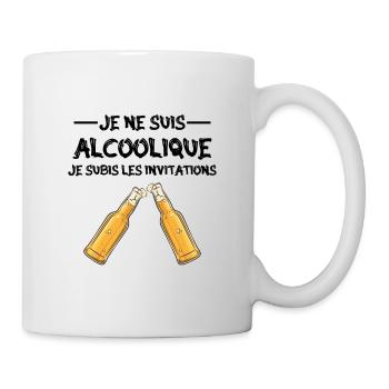 je ne suis pas alcoolique je subis les invitations - Mug blanc - blanc - Droite