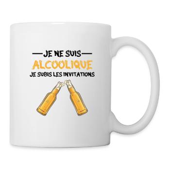 je ne suis pas alcoolique je subis les invitations - Mug blanc - blanc - Droite