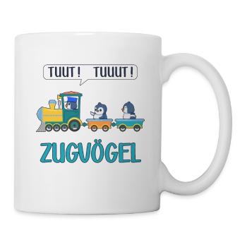 Pinguin Wortspiel Zugvögel Lustiger Spruch Zug - Tasse - Weiß - Rechts