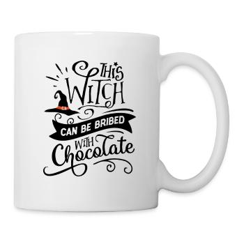 Halloween -Cette sorcière peut être soudoyée avec du chocolat - Mug blanc - blanc - Droite