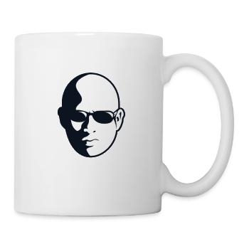 Respektiere die Glatze tragende Sonnenbrille Lustige Glatze - Tasse - Weiß - Rechts