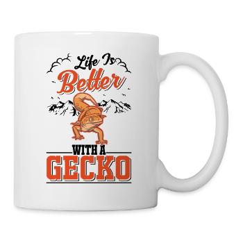 Life is better with a Gecko Leopardgecko - Tasse - Weiß - Rechts