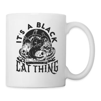 Halloween lustige schwarze Katze mit Kürbis - Tasse - Weiß - Rechts