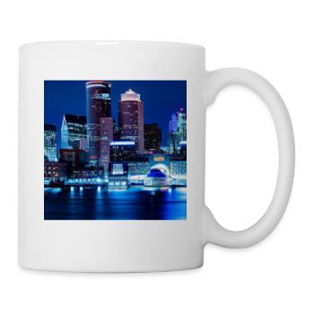 Großstadt Skyline bei Nacht - Tasse - Weiß - Rechts