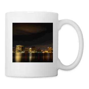 Großstadt Skyline bei Nacht - Tasse - Weiß - Rechts