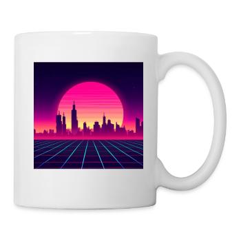 Style vague rétro avec coucher de soleil - Mug blanc - blanc - Droite