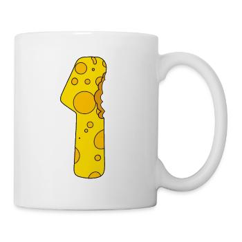 Zahl 1 Ziffer Käse - Tasse - Weiß - Rechts