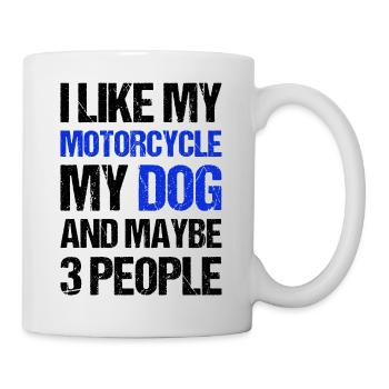 Motard J’aime Mon Chien Moto & Peut-être 3 Personnes - Mug blanc - blanc - Droite