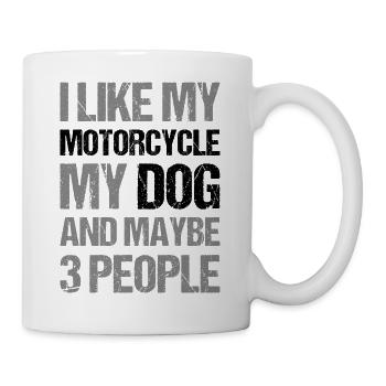 Motard J’aime Mon Chien Moto & Peut-être 3 Personnes - Mug blanc - blanc - Droite