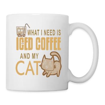What I Need Is Iced Coffee And My Cat T-Shirt - Mug - white - Right