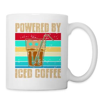 Retro Vintage Powered By Iced Coffee Cool Tee - Tasse - Weiß - Rechts