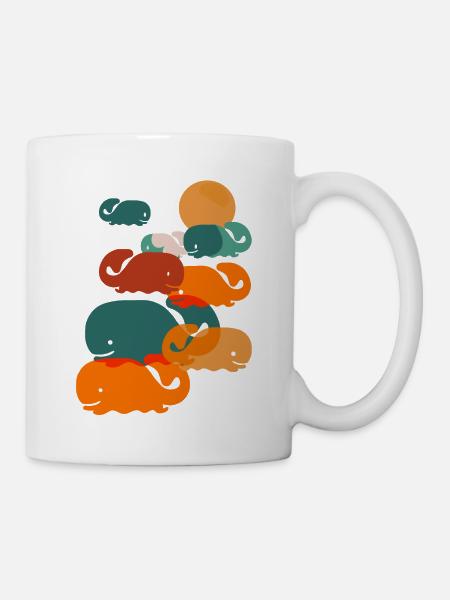 Glückliche Wale im Meer Wal Geschenk - Tasse - Weiß