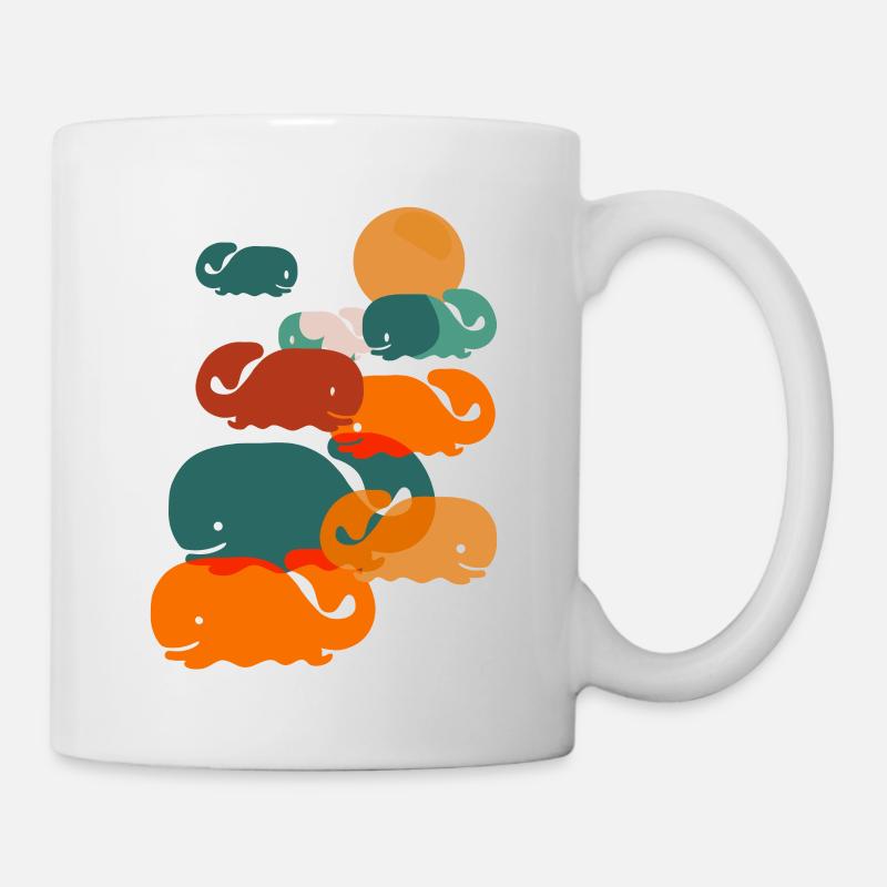 Glückliche Wale im Meer Wal Geschenk - Tasse - Weiß