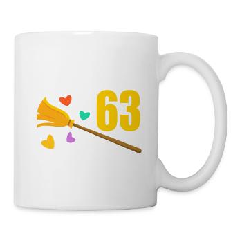 Alter Besen Junger Feger 63 Jahre 63. Geburtstag - Tasse - Weiß - Rechts
