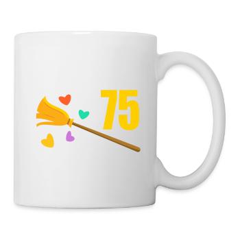 Alter Besen Junger Feger 75 Jahre 75. Geburtstag - Tasse - Weiß - Rechts