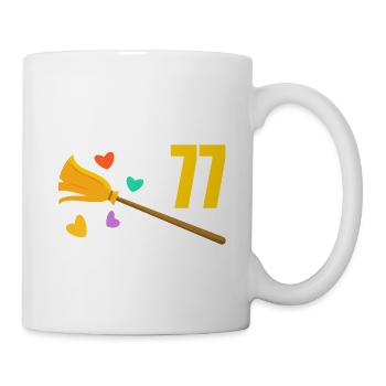 Alter Besen Junger Feger 77 Jahre 77. Geburtstag - Tasse - Weiß - Rechts