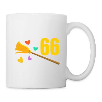 Alter Besen Junger Feger 66 Jahre 66. Geburtstag - Tasse - Weiß - Rechts