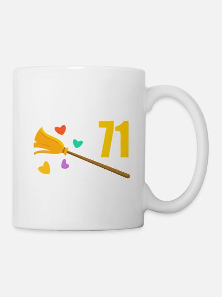 Alter Besen Junger Feger 71 Jahre 71. Geburtstag - Tasse - Weiß