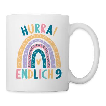 9 Jahre alt Rainbow Regenbogen 9. Geburtstag - Tasse - Weiß - Rechts