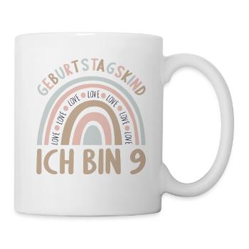 9 Jahre alt Rainbow Regenbogen 9. Geburtstag - Tasse - Weiß - Rechts