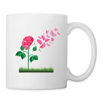 Rose Blumen Rosen Pflanzen Design - Tasse - Weiß - Rechts