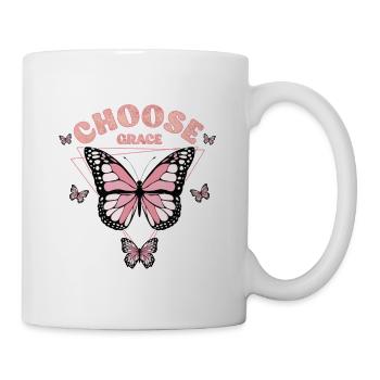 Schmetterling Blume Motivationsspruch Spruch Frau - Tasse - Weiß - Rechts