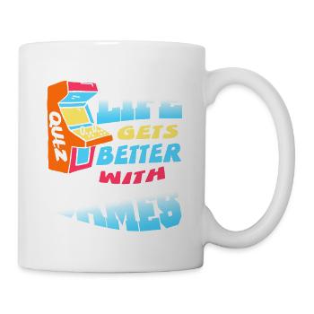 Life Gets Better With Games Retro Quiz Gamer - Mug - white - Right