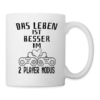 DAS LEBEN ISR BESSER IM 2 PLAYER MODUS - Tasse - Weiß - Rechts