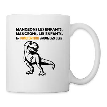 dinosaure. Mangeons, les enfants. !! - Mug blanc - blanc - Droite