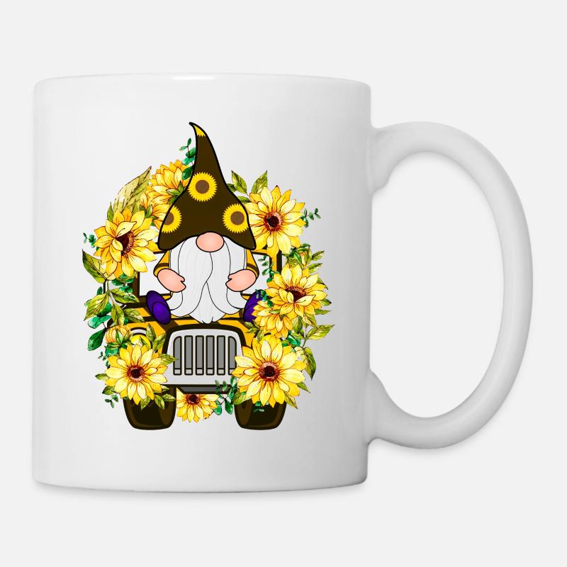 Sonnenblumen-LKW-Gnom - Tasse - Weiß