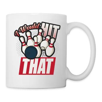 Ich würde diesen lustigen Bowling-Retro-Bowler treffen - Tasse - Weiß - Rechts