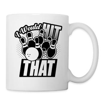 Ich würde diesen lustigen Bowling-Retro-Bowler treffen - Tasse - Weiß - Rechts