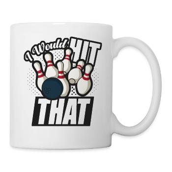 Ich würde diesen lustigen Bowling-Retro-Bowler treffen - Tasse - Weiß - Rechts