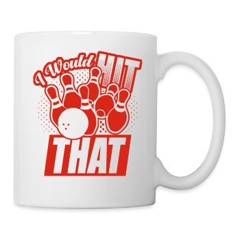 Ich würde diesen lustigen Bowling-Retro-Bowler treffen - Tasse - Weiß - Rechts