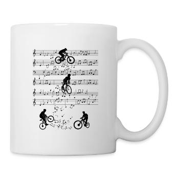 Mountainbike Hund Musik Noten Geschenk - Tasse - Weiß - Rechts