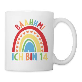 14 Jahre alt Rainbow Regenbogen 14. Geburtstag - Tasse - Weiß - Rechts