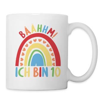 10 Jahre alt Rainbow Regenbogen 10. Geburtstag - Tasse - Weiß - Rechts