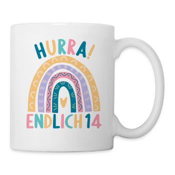 14 Jahre alt Rainbow Regenbogen 14. Geburtstag - Tasse - Weiß - Rechts