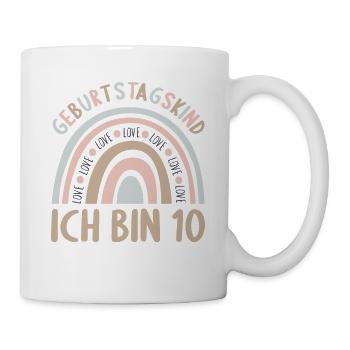 10 Jahre alt Rainbow Regenbogen 10. Geburtstag - Tasse - Weiß - Rechts