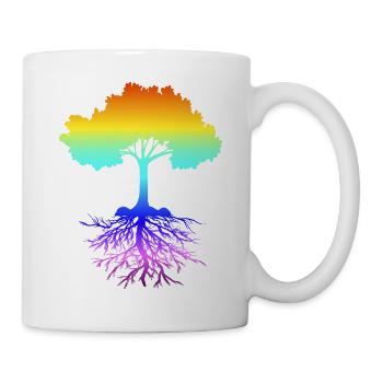 Wonderful tree in rainbow colors with roots - Mug - white - Right