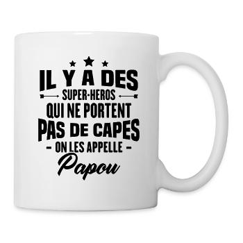 Papou super héros cadeau grand-père - Mug blanc - blanc - Droite